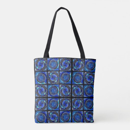 Blauwe cirkels mozaïek tote bag (Achterkant)