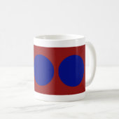 Blauwe cirkels op rood koffiemok (Voorkant rechts)