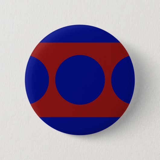 Blauwe cirkels op rood ronde button 5,7 cm (Voorkant)