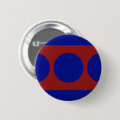 Blauwe cirkels op rood ronde button 5,7 cm (Voorkant /achterkant)
