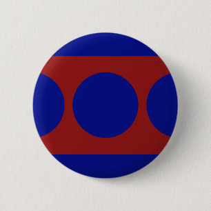 Blauwe cirkels op rood ronde button 5,7 cm