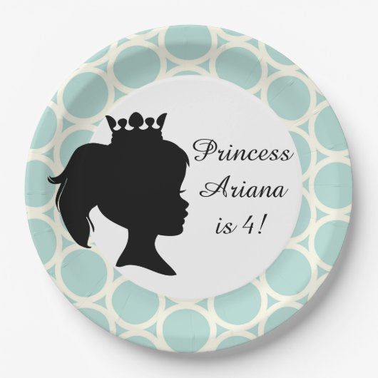 Blauwe cirkels Princess Custom Birthday Paper Bord (Voorkant)