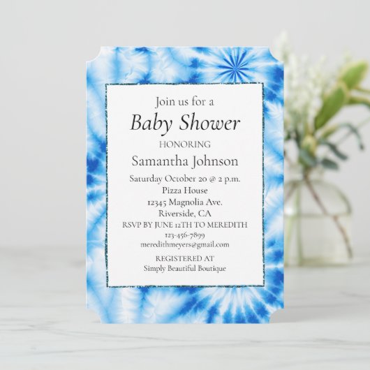 Blauwe cirkels Tie Dye Kaart (Staand voorkant)