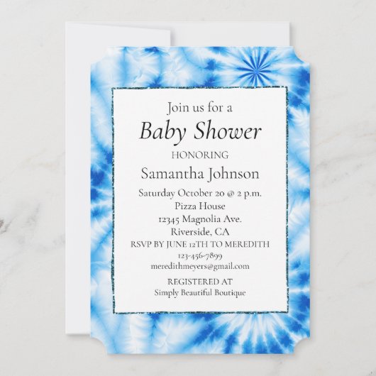 Blauwe cirkels Tie Dye Kaart (Voorkant)