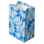 Blauwe cirkels Tie Dye Medium Cadeauzakje (Voorkant Gekanteld)