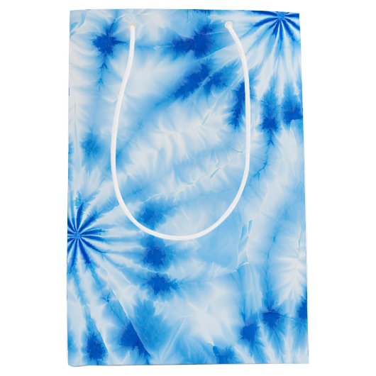 Blauwe cirkels Tie Dye Medium Cadeauzakje (Voorkant)