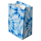 Blauwe cirkels Tie Dye Medium Cadeauzakje (Achterkant Gekanteld)