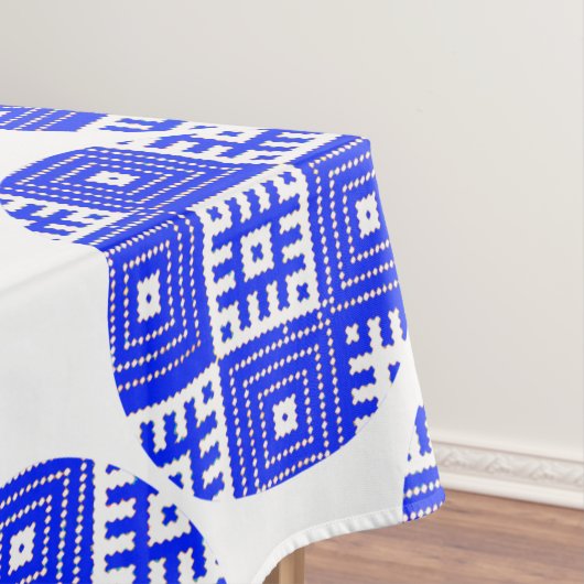 Blauwe cirkels van het folkpatroon tafelkleed (Voorbeeld)
