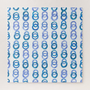 Blauwe cirkels: waterverf polka dot legpuzzel