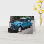 Blauwe Citroën 2CV Kaart (Gele Bloem)