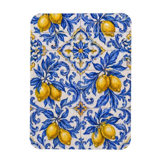 Blauwe Citroen Azulejo Tegel Magneet (Verticaal)