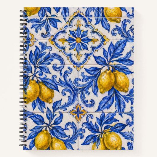 Blauwe Citroen Azulejo-tegel Notitieboek (Voorkant)