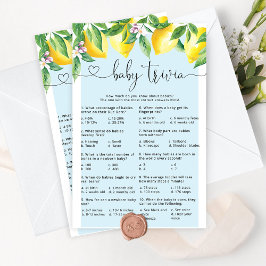 Blauwe citroen Baby trivia baby shower spel