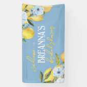 Blauwe citroen & bloem Vinyl Welkomstbanner Spandoek (Verticaal)