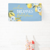 Blauwe citroen & bloem Vinyl Welkomstbanner Spandoek (Insitu)