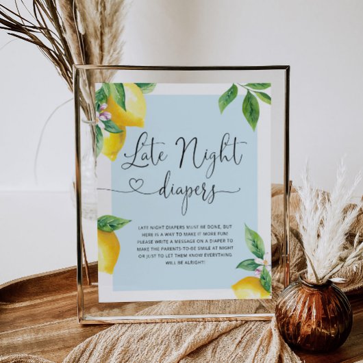 Blauwe citroen Late night diapers Poster