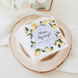 Blauwe citroen mamas hoofd knijpen baby shower ser servet