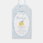 Blauwe Citroen Themade Baby Shower Cadeaulabel (Voorkant)