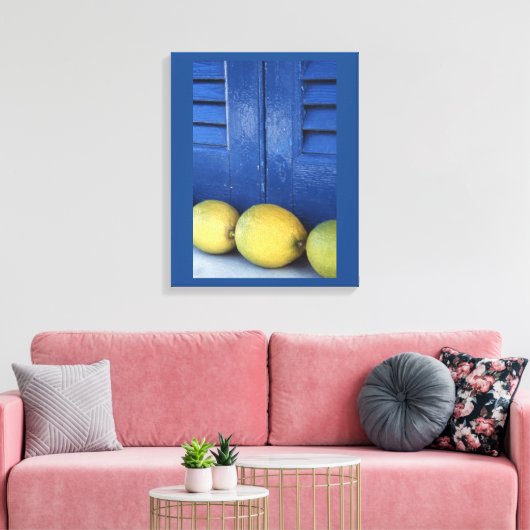 Blauwe citroenen canvas afdruk (Insitu (Woonkamer))
