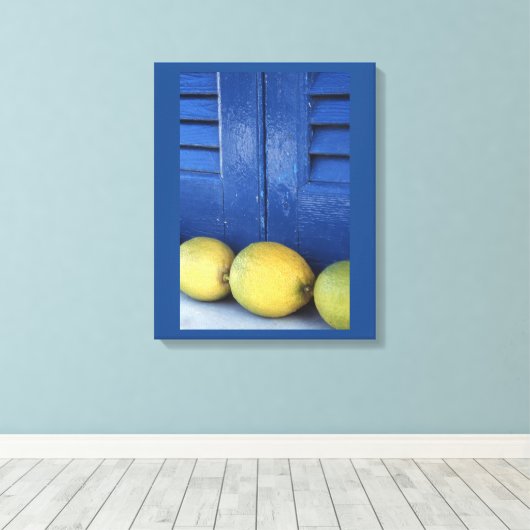 Blauwe citroenen canvas afdruk (Insitu (Houten vloer))