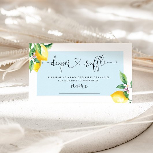 Blauwe citroenkaart voor de kaartverkoop informatiekaartje