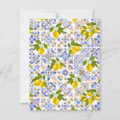 Blauwe citroentegel patroon kunst bruiloft save the date (Achterkant)