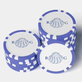 Blauwe Clamschelpen Kust Zeekant Strand Bruiloft Poker Chips