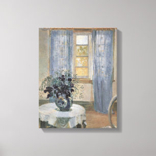 Blauwe Clematis in het atelier van de kunstenaar,  Canvas Afdruk