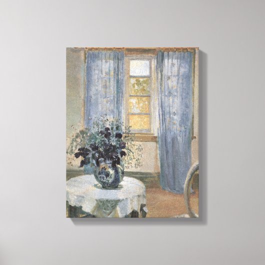 Blauwe Clematis in het atelier van de kunstenaar, Canvas Afdruk (Voorkant)