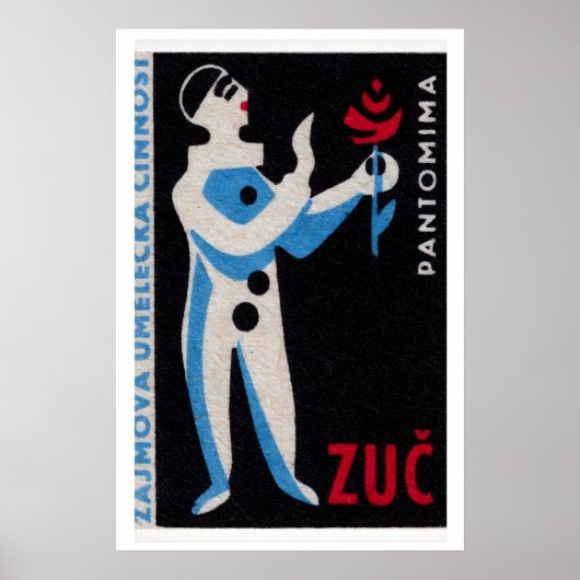 Blauwe Clown Rode Roos - Matchbox Print - Tsjechis (Voorkant)