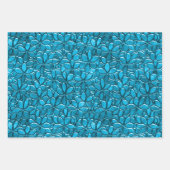  Blauwe Cluster Flowers Floral Abstract Inpakpapier Vel (Voorkant 2)