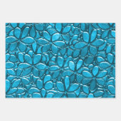  Blauwe Cluster Flowers Floral Abstract Inpakpapier Vel (Voorkant)