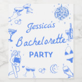 Blauwe Cocktail Bachelorette Party Wijnlabel Wijn Etiket (Enkel label)