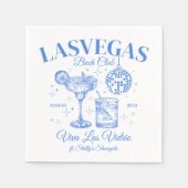 Blauwe Cocktail en Disco Bal Bachelorette Party Servet (Voorkant)