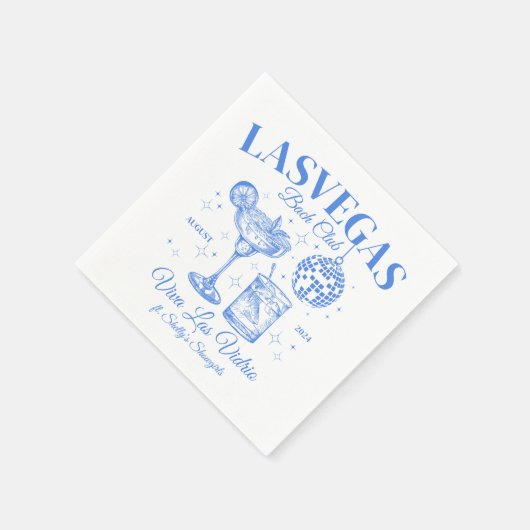 Blauwe Cocktail en Disco Bal Bachelorette Party Servet (Hoek)