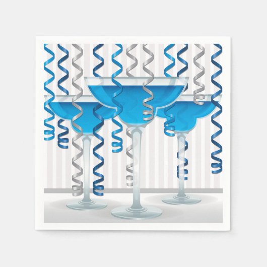 Blauwe cocktail en koolstof servet (Voorkant)