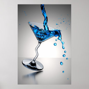 blauwe cocktail poster