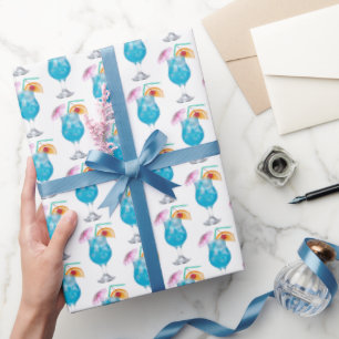 Blauwe cocktaildranken op wit cadeaupapier