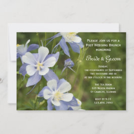 Blauwe Columbine Bloemen Na Huwelijksbrunch Kaart