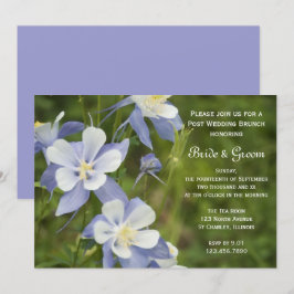 Blauwe Columbine Bloemen Na Huwelijksbrunch Kaart