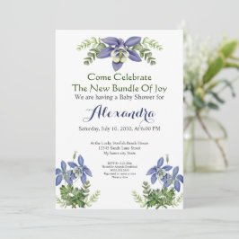Blauwe columbine Floral Baby Boy Shower