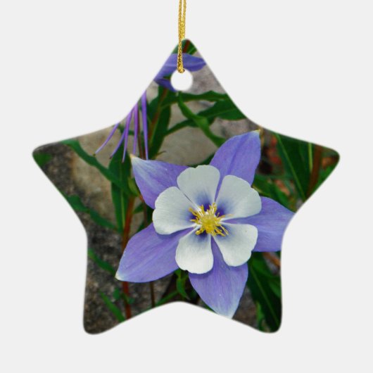 Blauwe columbine keramisch ornament (Voorkant)