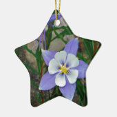 Blauwe columbine keramisch ornament (Links)