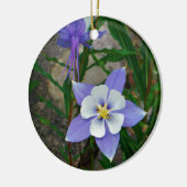 Blauwe columbine keramisch ornament (Links)