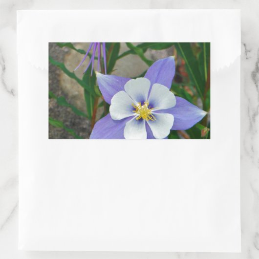 Blauwe columbine rechthoekige sticker (Tas)