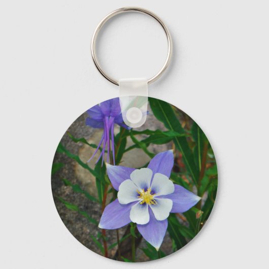 Blauwe columbine sleutelhanger (Voorkant)