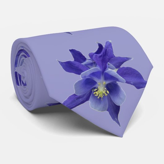 Blauwe Columbine Stropdas (Opgerold)