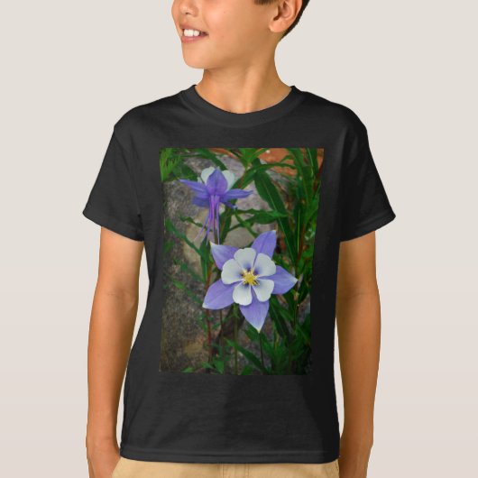 Blauwe columbine t-shirt (Voorkant)
