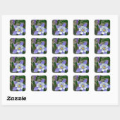 Blauwe columbine vierkante sticker (Vel)