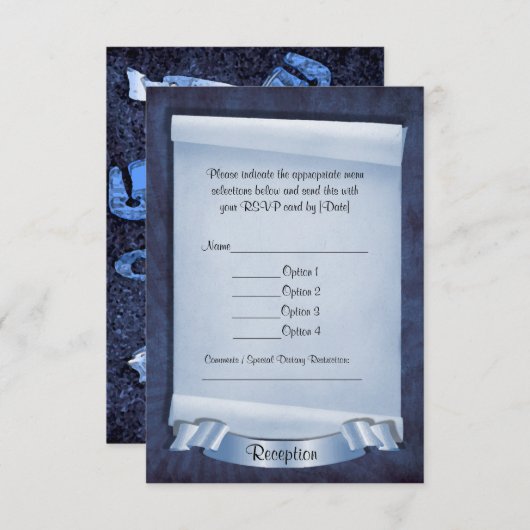 Blauwe commitmentceremonie aangepaste ontvangstkaa kaart (Voorkant / Achterkant)